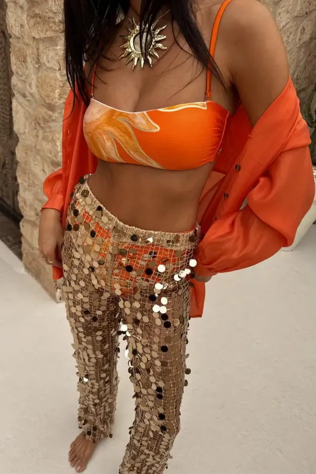 Never Fully Dressed Orange Miley Shirt Women Swim