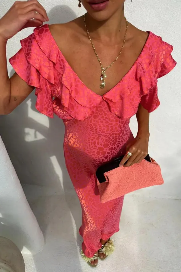 Never Fully Dressed Pink Animal Jacquard Tilda Dress Women Newness