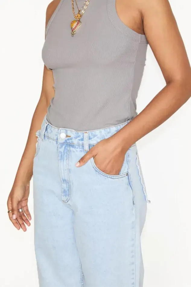 Never Fully Dressed Scallop Detail Straight Leg Jeans Women Trousers and Shorts