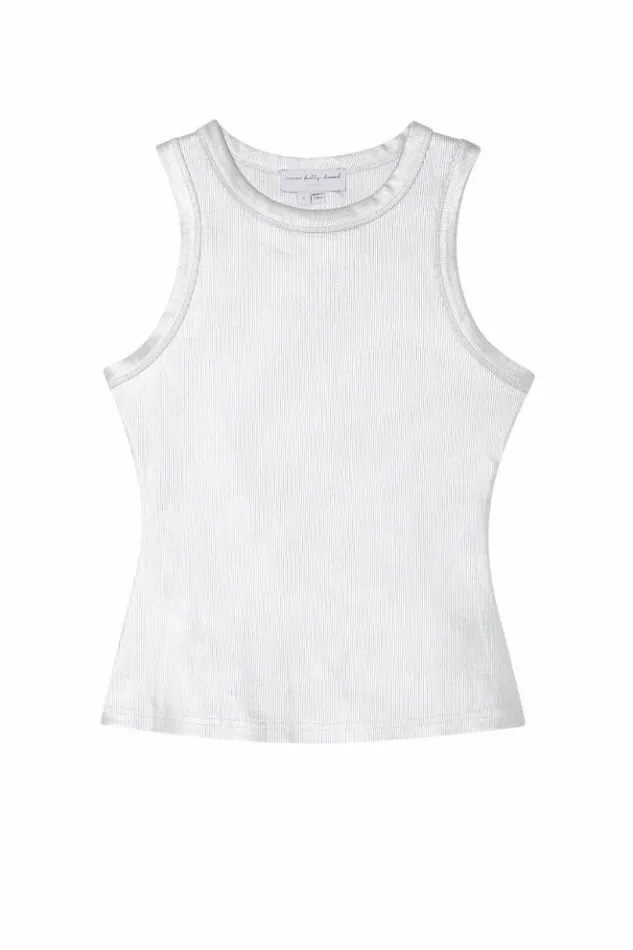 Never Fully Dressed Silver Ribbed Tank Top Women Tops and TShirts