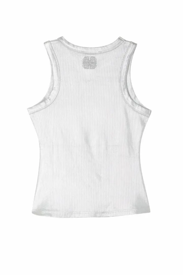 Never Fully Dressed Silver Ribbed Tank Top Women Tops and TShirts