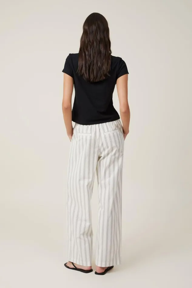 Noah Pant Tre Stripe White Women Cotton On Pants