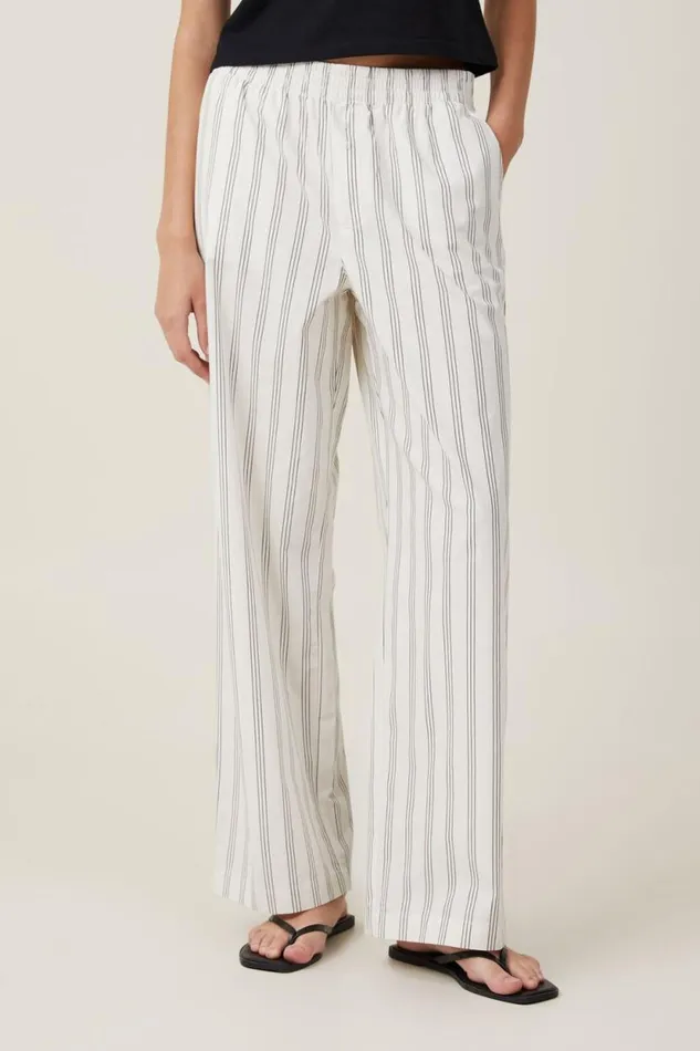 Noah Pant Tre Stripe White Women Cotton On Pants