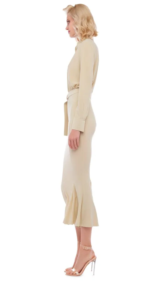 Norma Kamali Bottoms FISHTAIL SKIRT TO MIDCALF Mist 8211 Clothing