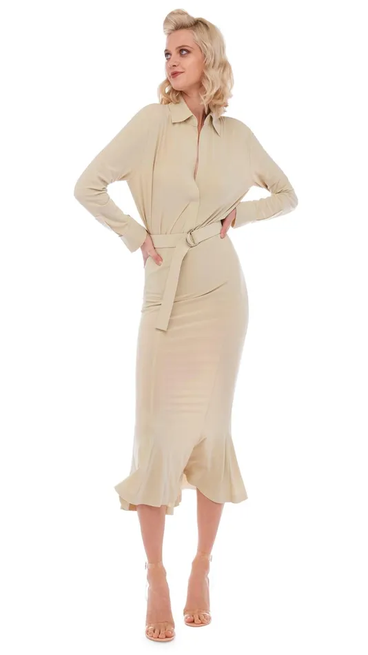 Norma Kamali Bottoms FISHTAIL SKIRT TO MIDCALF Mist 8211 Clothing