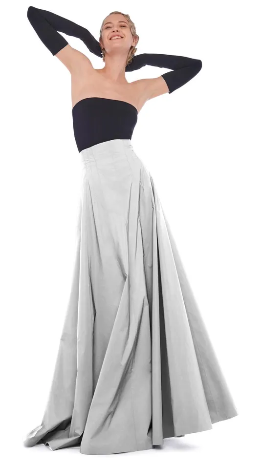 Norma Kamali Bottoms LONG GRACE SKIRT Grey 8211 Clothing
