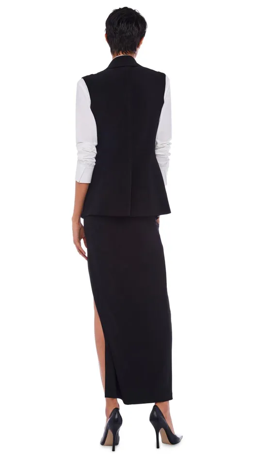 Norma Kamali Bottoms SIDE SLIT LONG SKIRT Black 8211 Clothing