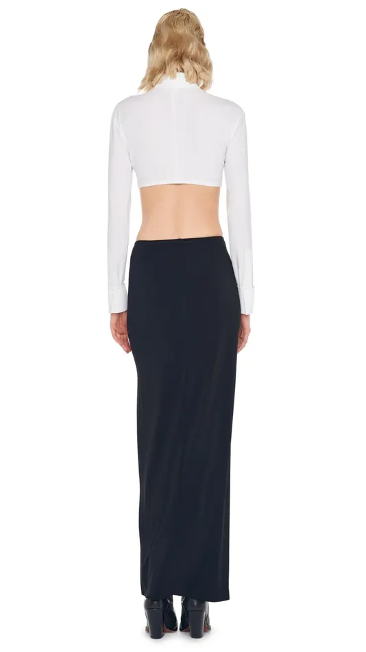Norma Kamali Bottoms SIDE SLIT LONG SKIRT Black 8211 Clothing