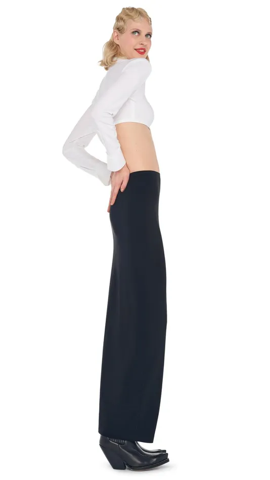 Norma Kamali Bottoms SIDE SLIT LONG SKIRT Black 8211 Clothing