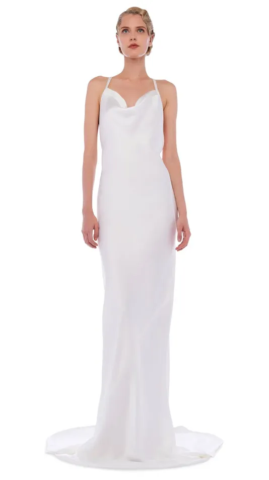 Norma Kamali Dresses CROSS BACK BIAS GOWN Snow White 8211 Clothing