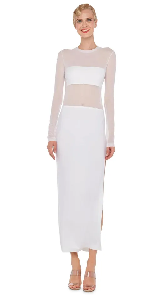 Norma Kamali Dresses DASH DASH SIDE SLIT GOWN Snow Whitesnow White 8211 Clothing Norma Kamali Dresses DASH DASH SIDE SLIT GOWN Snow Whitesnow White 8211 Clothing