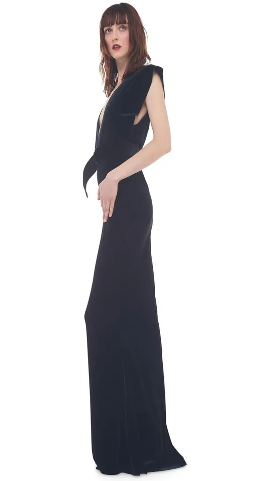 Norma Kamali Dresses V NECK RECTANGLE GOWN Black 8211 Clothing