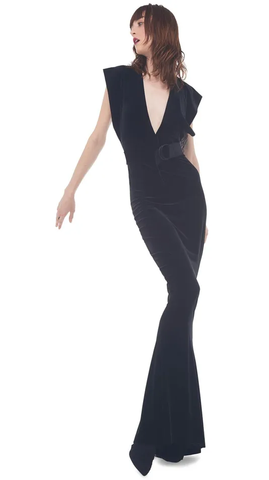 Norma Kamali Dresses V NECK RECTANGLE GOWN Black 8211 Clothing