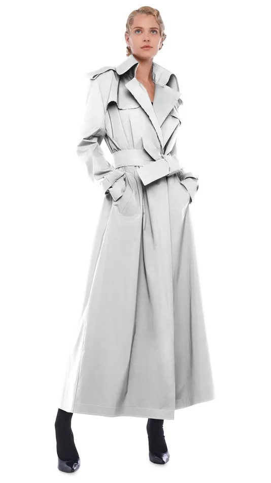 Norma Kamali Jackets DOUBLE BREASTED TRENCH ANKLE Grey 8211 Clothing
