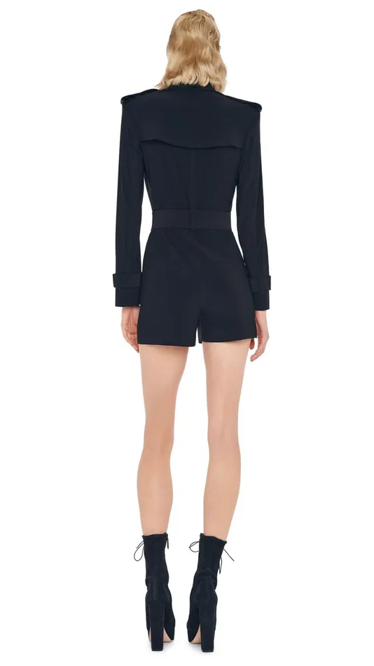 Norma Kamali Jumpsuits DB TRENCH JUMPSHORT Black 8211 Clothing