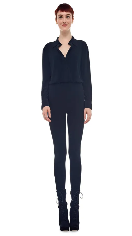 Norma Kamali Jumpsuits NK SHIRT WITH LEGGING Black 8211 Clothing