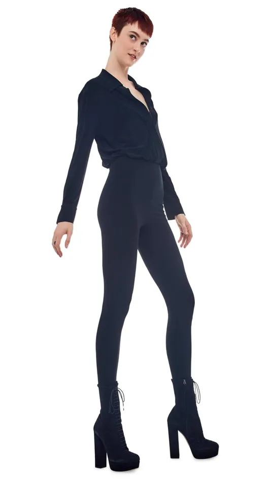 Norma Kamali Jumpsuits NK SHIRT WITH LEGGING Black 8211 Clothing