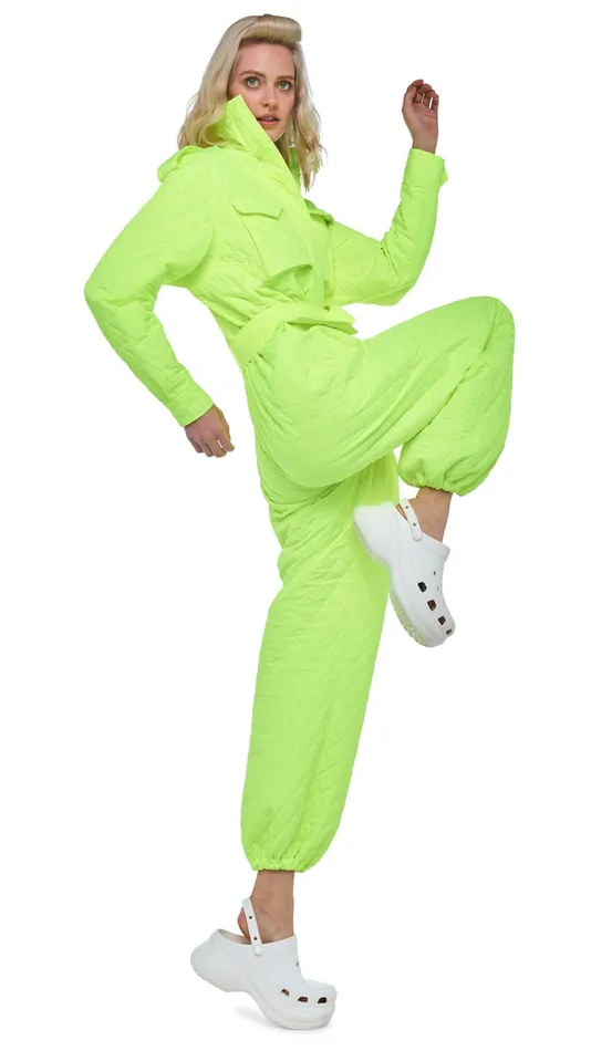 Norma Kamali Jumpsuits QUILTED OS CARGO JUMPSUIT Highlighter 8211 Clothing