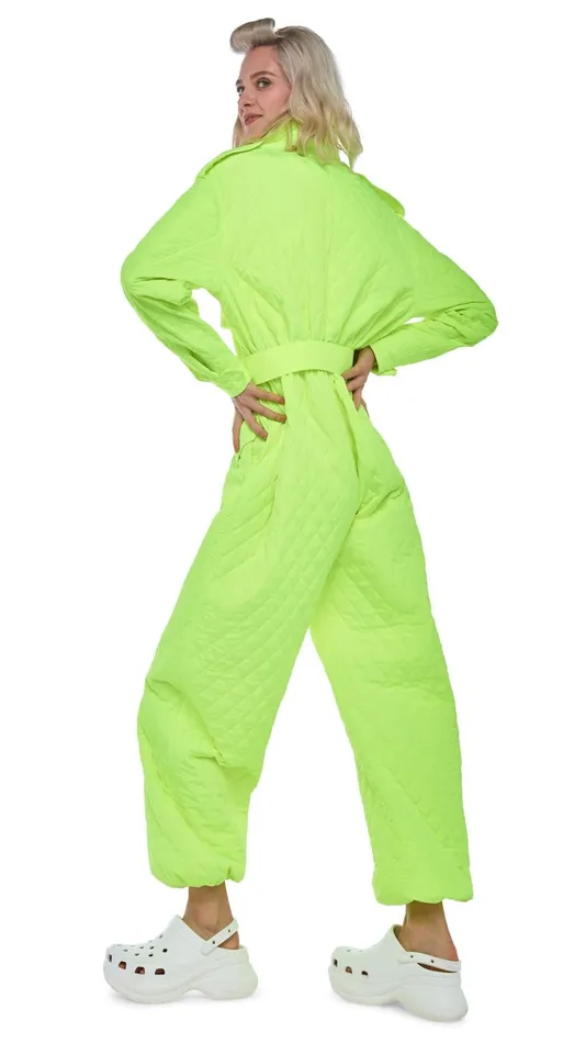 Norma Kamali Jumpsuits QUILTED OS CARGO JUMPSUIT Highlighter 8211 Clothing
