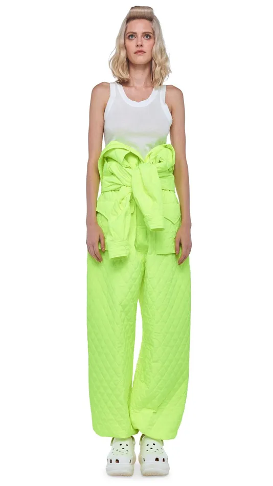 Norma Kamali Jumpsuits QUILTED OS CARGO JUMPSUIT Highlighter 8211 Clothing