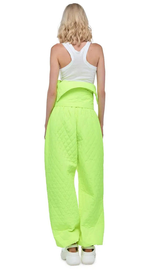 Norma Kamali Jumpsuits QUILTED OS CARGO JUMPSUIT Highlighter 8211 Clothing