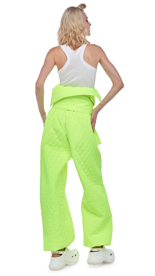 Norma Kamali Jumpsuits QUILTED OS CARGO JUMPSUIT Highlighter 8211 Clothing