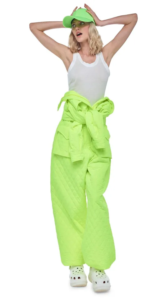Norma Kamali Jumpsuits QUILTED OS CARGO JUMPSUIT Highlighter 8211 Clothing