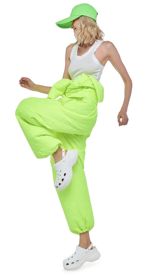 Norma Kamali Jumpsuits QUILTED OS CARGO JUMPSUIT Highlighter 8211 Clothing