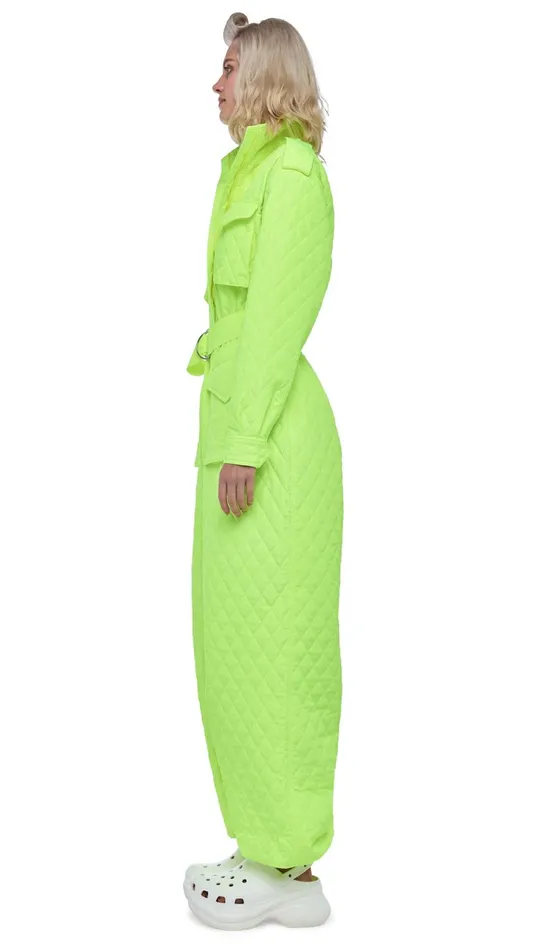 Norma Kamali Jumpsuits QUILTED OS CARGO JUMPSUIT Highlighter 8211 Clothing