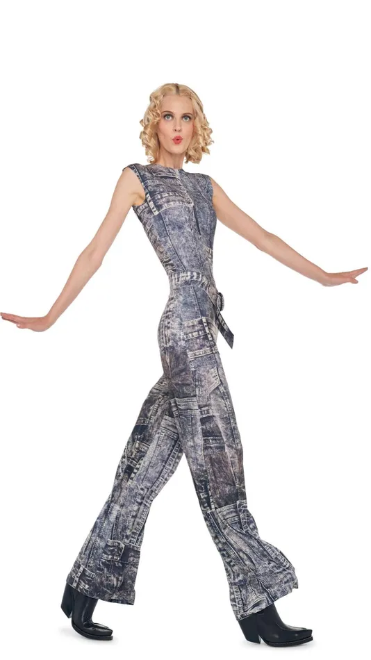 Norma Kamali Jumpsuits SLEEVELESS JUMPSUIT Blacknavy Denim Print 8211 Clothing Norma Kamali Jumpsuits SLEEVELESS JUMPSUIT Blacknavy Denim Print 8211 Clothing