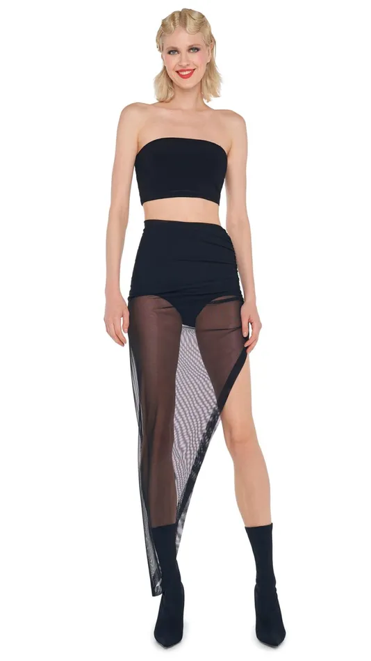 Norma Kamali Swimwear SIDE DRAPE MAXI SKIRT Black 8211 Clothing