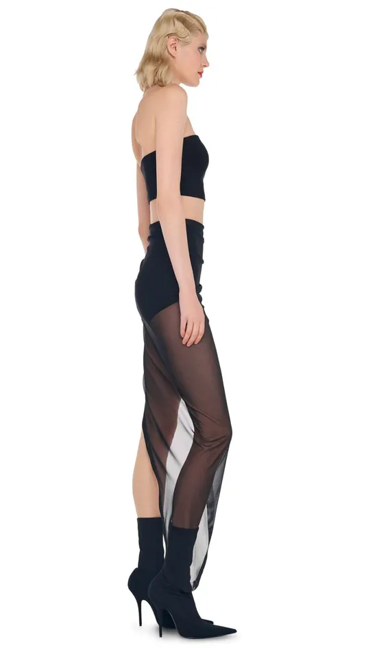 Norma Kamali Swimwear SIDE DRAPE MAXI SKIRT Black 8211 Clothing