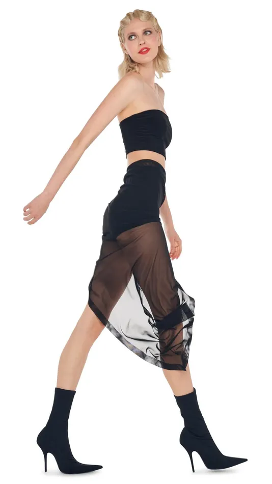 Norma Kamali Swimwear SIDE DRAPE MAXI SKIRT Black 8211 Clothing