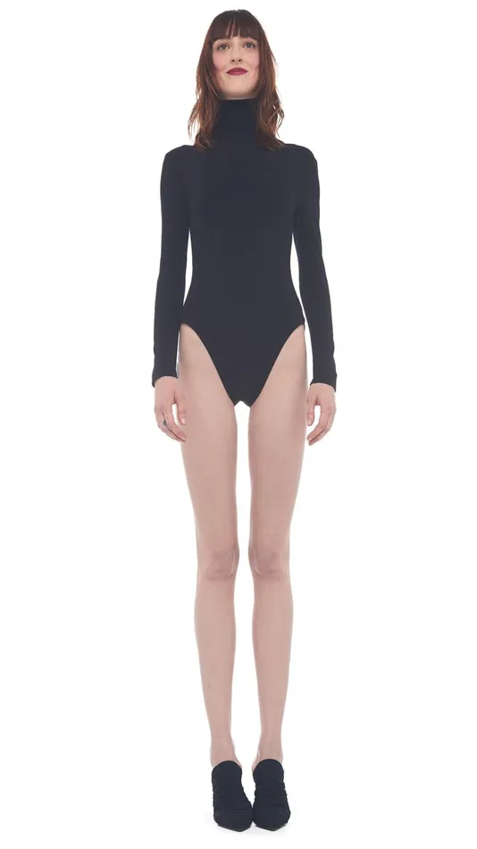 Norma Kamali Tops LONG SLEEVE TURTLE BODYSUIT Black 8211 Clothing