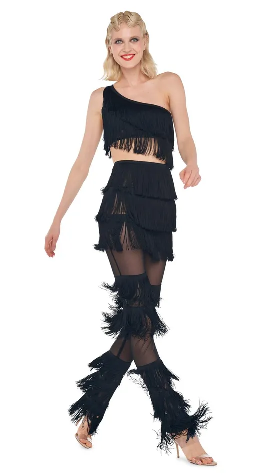 Norma Kamali Tops SPLICED ONE SHOULDER FRINGE TOP Black 8211 Clothing
