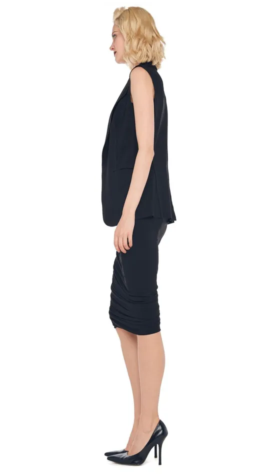 Norma Kamali Wardrobe DIANA DRESS TO KNEE With SLEEVELESS SINGLE BREASTED JACKET 8211 Clothing Norma Kamali Wardrobe DIANA DRESS TO KNEE With SLEEVELESS SINGLE BREASTED JACKET 8211 Clothing