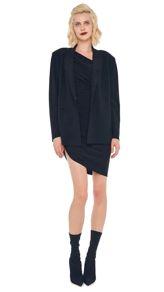 Norma Kamali Wardrobe DIANA MINI DRESS With EASY FIT SINGLE BREASTED JACKET 8211 Clothing Norma Kamali Wardrobe DIANA MINI DRESS With EASY FIT SINGLE BREASTED JACKET 8211 Clothing