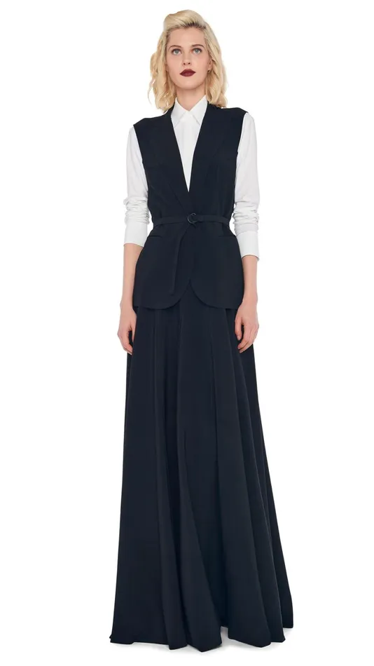Norma Kamali Wardrobe LONG GRACE SKIRT With SLEEVELESS SINGLE BREASTED JACKET 8211 Clothing Norma Kamali Wardrobe LONG GRACE SKIRT With SLEEVELESS SINGLE BREASTED JACKET 8211 Clothing