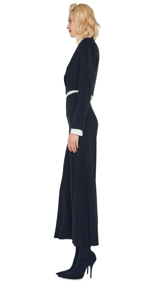 Norma Kamali Wardrobe SHORT STRAIGHT LEG PANT With CROPPED SINGLE BREASTED JACKET 8211 Clothing Norma Kamali Wardrobe SHORT STRAIGHT LEG PANT With CROPPED SINGLE BREASTED JACKET 8211 Clothing