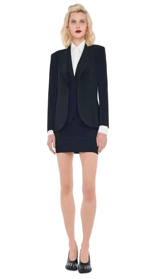 Norma Kamali Wardrobe SIDE SLIT MINI SKIRT With CLASSIC SINGLE BREASTED JACKET 8211 Clothing Norma Kamali Wardrobe SIDE SLIT MINI SKIRT With CLASSIC SINGLE BREASTED JACKET 8211 Clothing