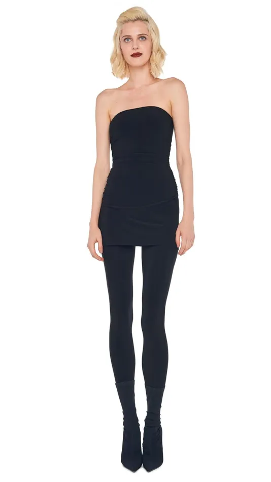 Norma Kamali Wardrobe STRAPLESS PICKLEBALL MINI DRESS With LEGGING W FOOTIE WO WAISTBAND 8211 Clothing Norma Kamali Wardrobe STRAPLESS PICKLEBALL MINI DRESS With LEGGING W FOOTIE WO WAISTBAND 8211 Clothing