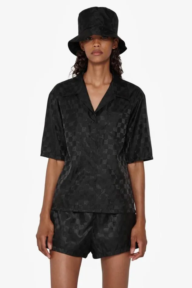 Nylon Monogram Cropped Shirt Black Women MISBHV Tops