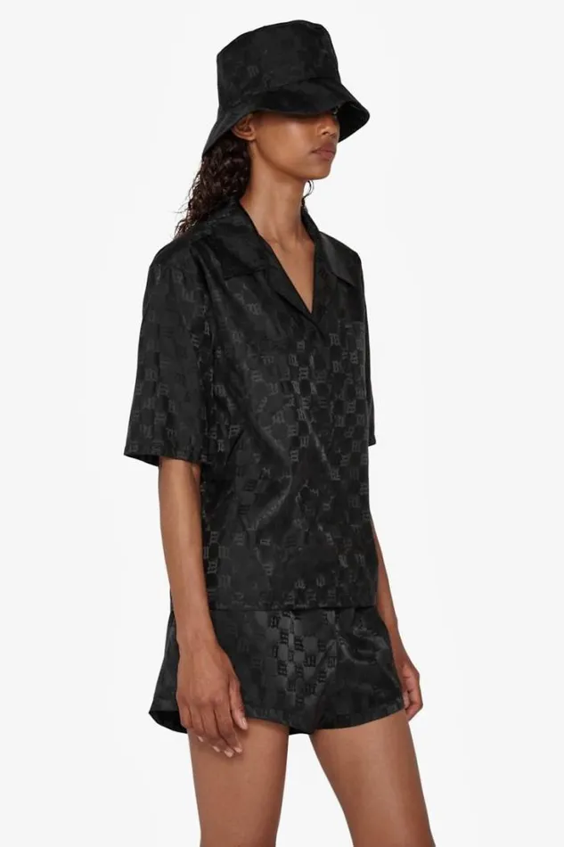 Nylon Monogram Cropped Shirt Black Women MISBHV Tops