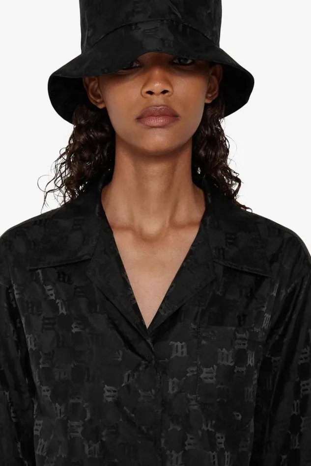 Nylon Monogram Cropped Shirt Black Women MISBHV Tops