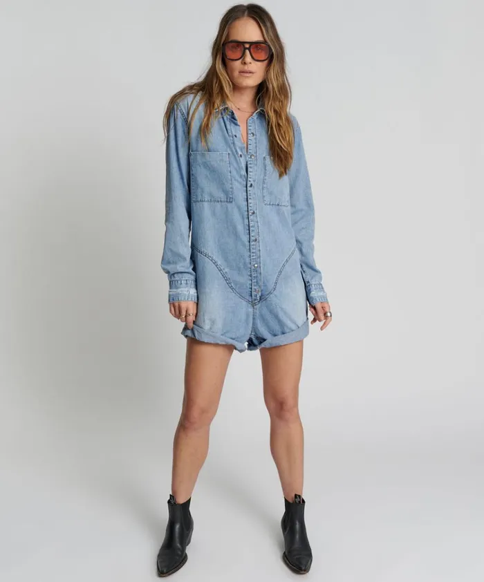OCEAN CHAMBRAY PROPHECY JUMPSUIT Women One Teaspoon Denim Jumpsuits OCEAN CHAMBRAY PROPHECY JUMPSUIT Women One Teaspoon Denim Jumpsuits