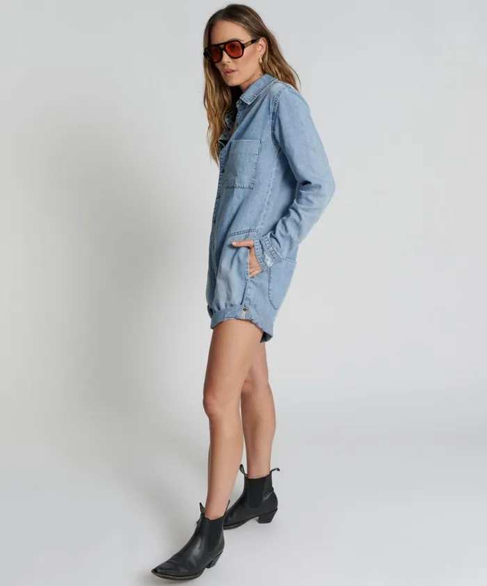 OCEAN CHAMBRAY PROPHECY JUMPSUIT Women One Teaspoon Denim Jumpsuits OCEAN CHAMBRAY PROPHECY JUMPSUIT Women One Teaspoon Denim Jumpsuits