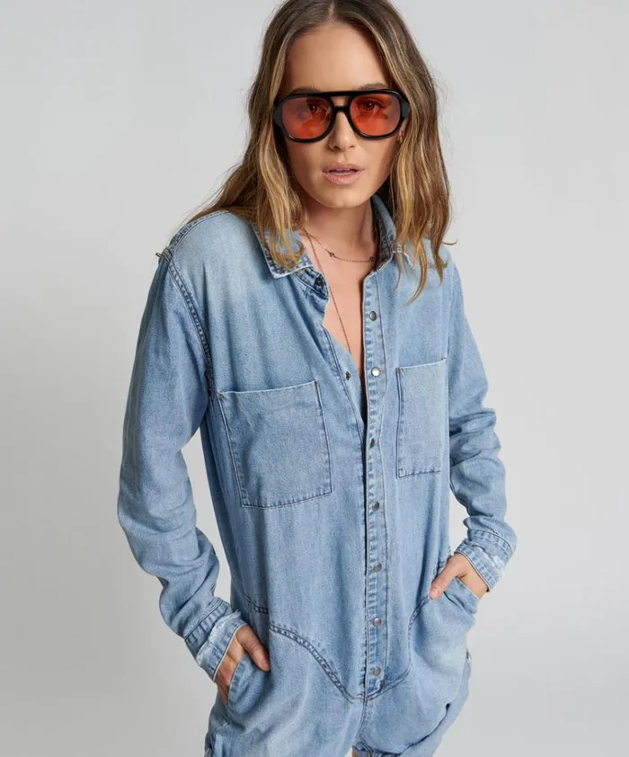 OCEAN CHAMBRAY PROPHECY JUMPSUIT Women One Teaspoon Denim Jumpsuits OCEAN CHAMBRAY PROPHECY JUMPSUIT Women One Teaspoon Denim Jumpsuits