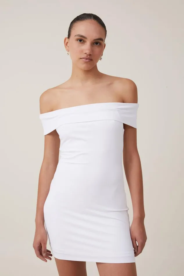 Off Shoulder Luxe Mini Dress White Women Cotton On Dresses