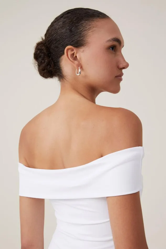 Off Shoulder Luxe Mini Dress White Women Cotton On Dresses