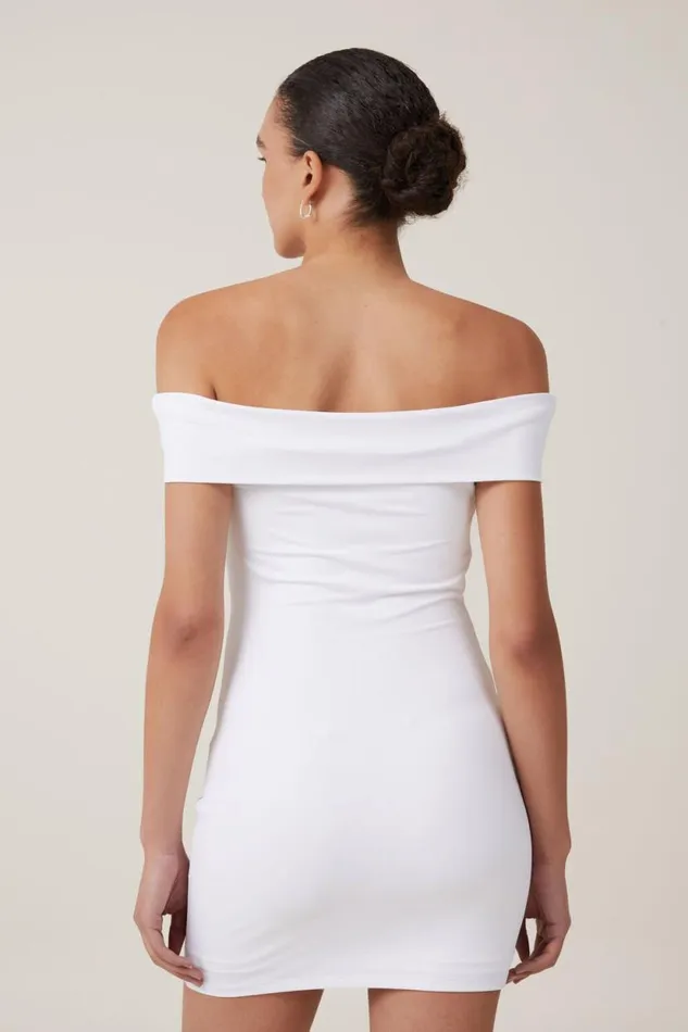 Off Shoulder Luxe Mini Dress White Women Cotton On Dresses